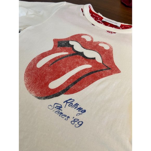 DAYDREAMER Rolling Stones 89 Tour Rebel Crop Tee White Small New women’s graphic - Picture 6 of 13